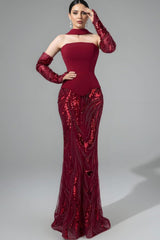 Vintage Burgundy Strapless Mermaid Wedding Dresses Two-Pieces Beads With Detachable Sleeves
