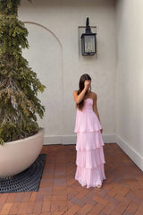 Timeless Pink Sweetheart Strapless Sleeveless Evening Dresses Long With Pleats