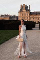 Graceful Halter Sleeveless Mermaid Evening Dresses Column With Tassel