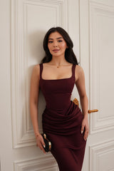 Graceful Straps Sleeveless Satin Mermaid Evening Dresses Column With Pleats