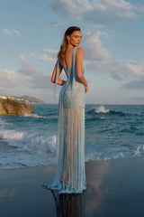 Chic Sky Blue Sweetheart Straps Sleeveless Mermaid Evening Dresses Sheath With Pleats