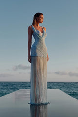 Chic Sky Blue Sweetheart Straps Sleeveless Mermaid Evening Dresses Sheath With Pleats