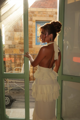 Timeless Halter V-Neck Sleeveless Mermaid Evening Dresses Backless With Ruffles Zipper