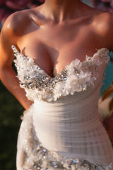 Dazzling Sweetheart Strapless Sleeveless Mermaid Evening Dresses Sheath Gem With Pleats