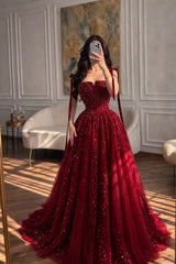 Graceful Burgundy Sleeveless Tulle A-Line Evening Dresses Floor Length With Pleats