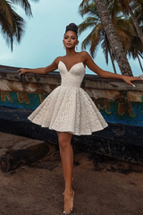 Glamorous V-Neck Off The Shoulder Homecoming Dresses Mini With Pleats