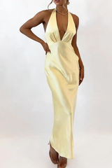 Chic Halter V-Neck Sleeveless Mermaid Evening Dresses Backless With Pleats