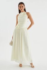 Graceful Sleeveless Chiffon Evening Dresses A-Line With Pleats Flower