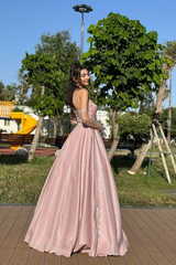Dazzling Dusty Pink Sweetheart Strapless Sleeveless Satin Evening Dresses A-Line With Lace-Up Back