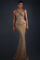 Timeless Halter Sleeveless Mermaid Evening Dresses Column With Lace-Up Back