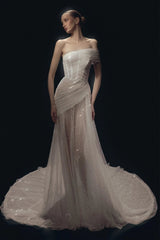 Glamorous One Shoulder Mermaid Evening Dresses Sheath Beads With Pleats