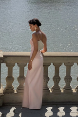 Timeless Pink Strapless Sleeveless Satin Mermaid Evening Dresses Floor Length With Lace-Up Back
