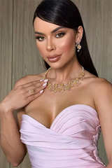 Elegant Pink Sweetheart Strapless Sleeveless Satin Mermaid Evening Dresses Column With Zipper