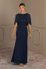 Glamorous Navy Blue Mermaid Satin Evening Dresses Column Floor Length With Zipper