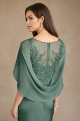 Luxury Dusty Sage Short Sleeves Satin Evening Dresses High Split With Zipper Pleats