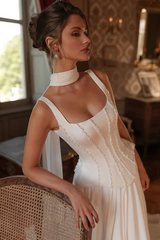 Elegant Straps Sleeveless Satin Evening Dresses Beading Long With Pleats
