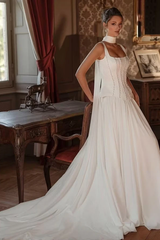 Elegant Straps Sleeveless Satin Evening Dresses Beading Long With Pleats