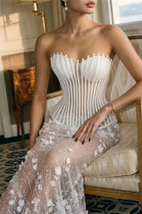 Dazzling Sweetheart Strapless Sleeveless Mermaid Evening Dresses Floor Length With Flower