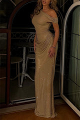 Charming off The Shoulder Mermaid Evening Dresses Floor Length With Zipper Pleats
