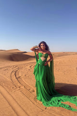 Charming Green Sweetheart Strapless Sleeveless Chiffon Evening Dresses Gem With Pleats