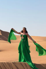 Charming Green Sweetheart Strapless Sleeveless Chiffon Evening Dresses Gem With Pleats