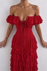 Dazzling Burgundy Off The Shoulder Chiffon Evening Dresses High Split With Pleats