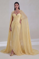 Timeless Daffodil Sweetheart Strapless Sleeveless Mermaid Evening Dresses Floor Length With Zipper Pleats