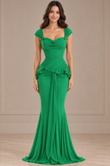 Pretty Green Sweetheart Straps Mermaid Evening Dresses Floor Length With Pleats Zipper