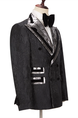 Amazing Black Peaked Lapel Double Breasted Men Suits Online-Dbrbridal