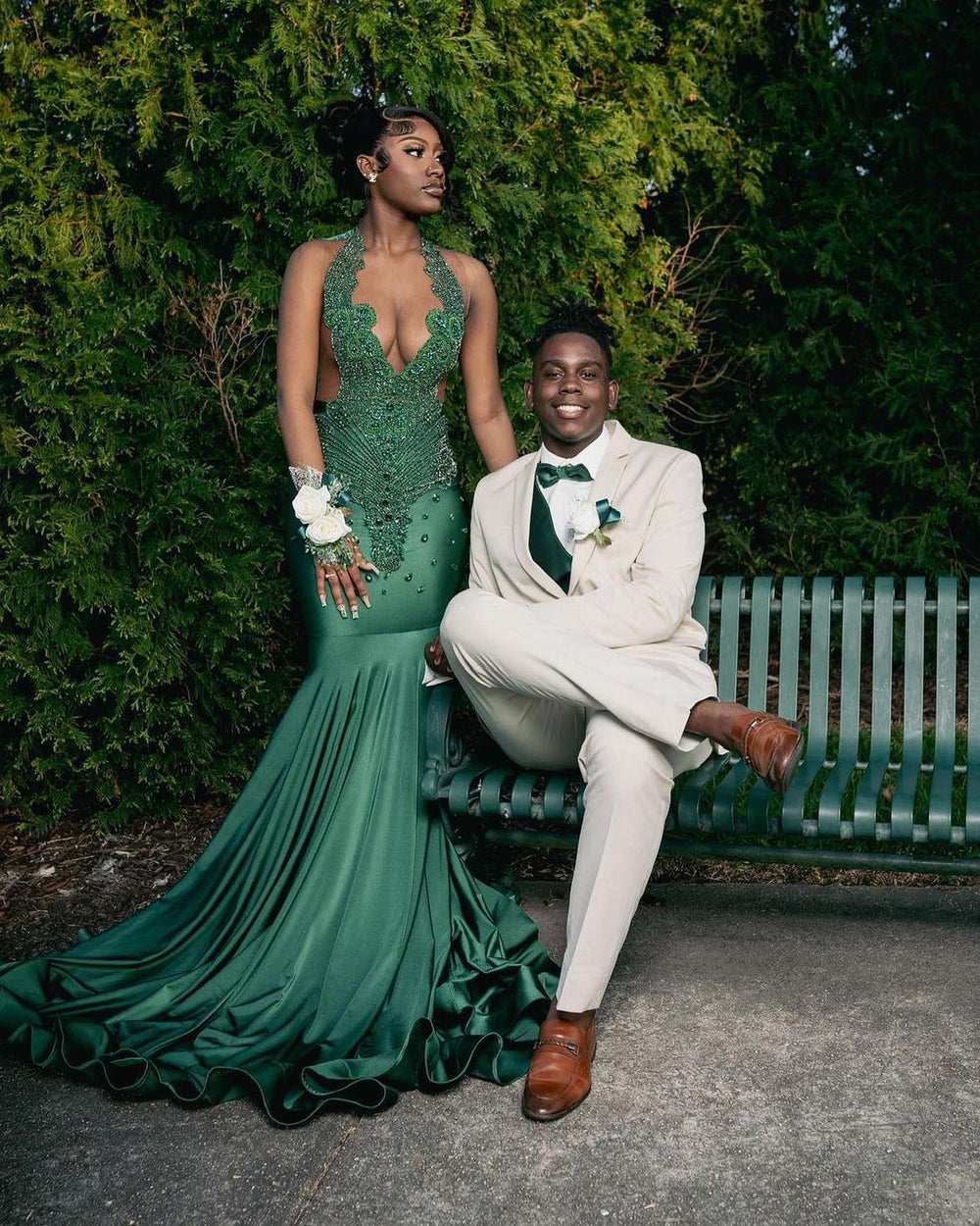 Amazing Long Dark Green Mermaid Sleeveless Beading Evening Party Gowns –  Dbrbridal
