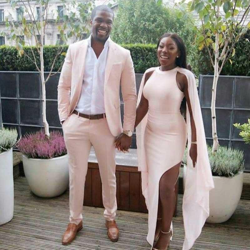 Amazing Pink Two-Pieces Slim Fit Prom Party Gown Outfits for Men-Dbrbridal
