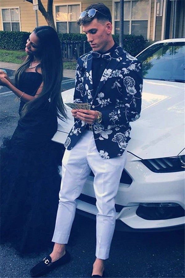 Amazing Printed Two Piece Notch Lapel Prom Suit for Men-Dbrbridal