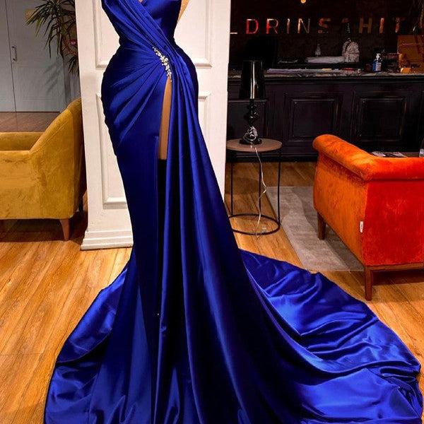 Amazing Royal Blue Prom Dress Mermaid Long Ball Dresses With Split Swe –  Dbrbridal