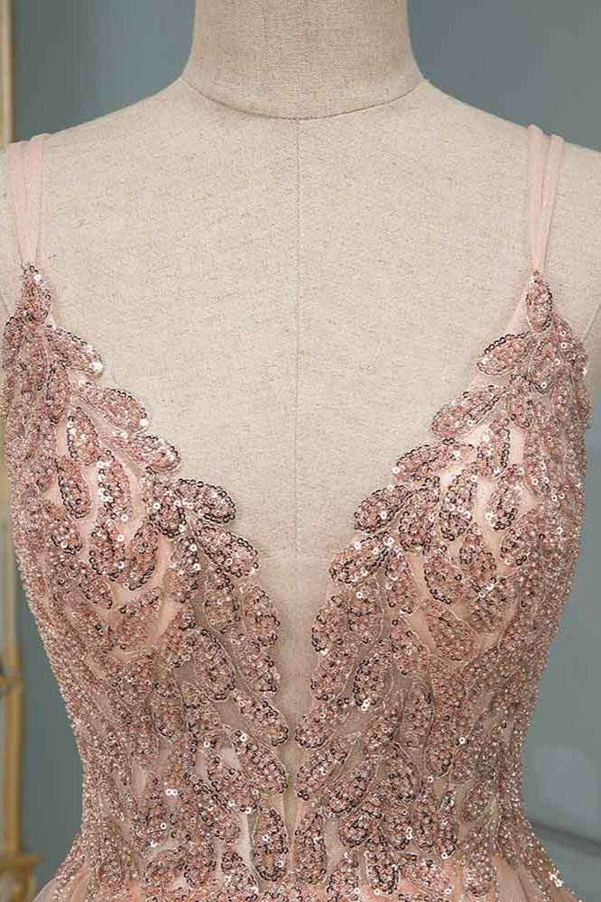 Amazing Sequins Long Evening Prom Dress Floor Length V-Neck-Dbrbridal