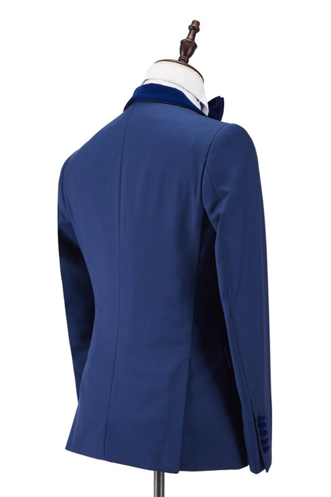 Amazing Velvet Shawl Lapel Royal Blue One Button Men's Formal Prom Suit Wedding Tuxedos Online-Dbrbridal