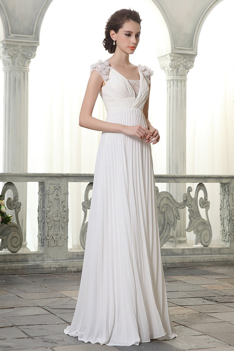 Beach Wedding Dresses V-Neck Chiffon Summer Bridal Dress Chiffon Flowers Beading Pleated Floor Length Wedding Gown Dbrbridal Beach Wedding Dresses V-Neck Chiffon Summer Bridal Dress Chiffon Flowers Beading Pleated Floor Length Wedding Gown Dbrbridal