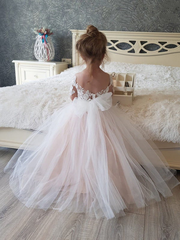 Beautiful Cap Sleeves Princess Flower Girl Dress Online-Dbrbridal