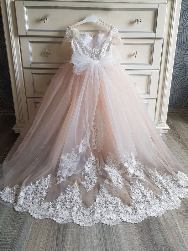 Beautiful Tulle Lace Flower Girl Dress with Appliques-Dbrbridal