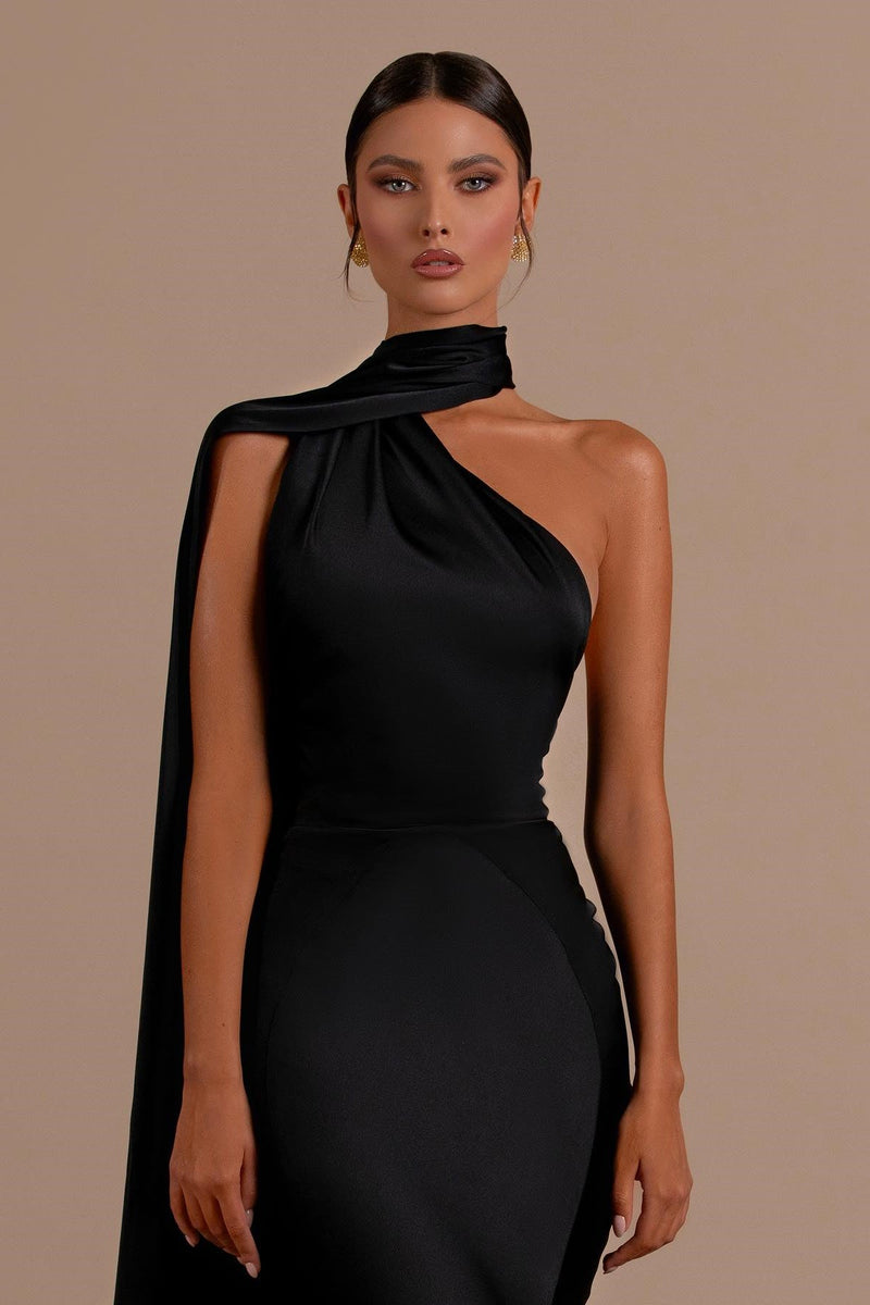 Black High Neck Mermaid Prom Dress with Open Back – Dbrbridal