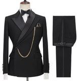 Black Peaked Lapel New Arrival Slim Fit Formal Men's Business Suitss-Dbrbridal