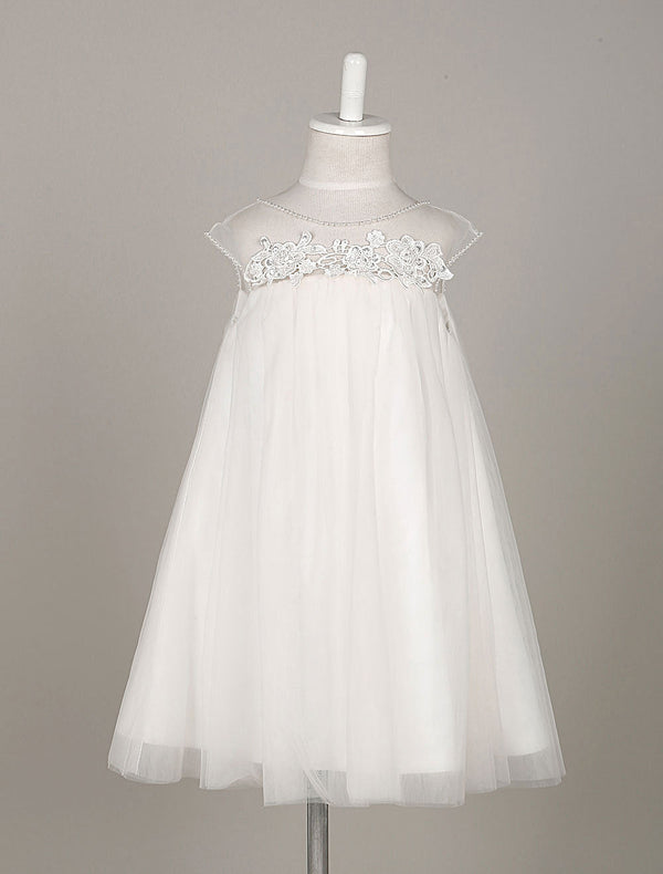 Boho Tulle Lace Illusion A-line Toddler'S Dinner Swing Dress-Dbrbridal
