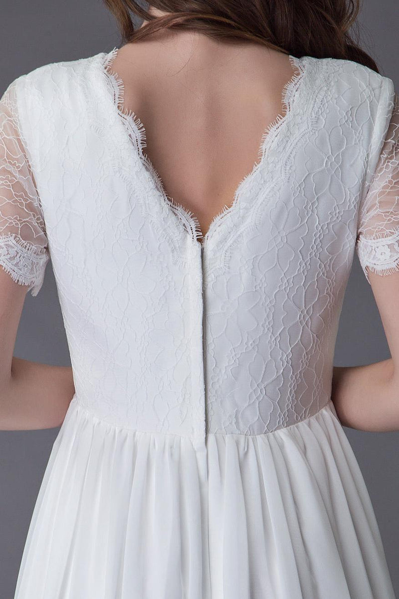 Boho Wedding Dresses Lace Chiffon Patchwork Ivory Short Sleeve Gypsy Maxi Beach Bridal Gowns Dbrbridal Boho Wedding Dresses Lace Chiffon Patchwork Ivory Short Sleeve Gypsy Maxi Beach Bridal Gowns Dbrbridal
