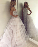 Charming A-Line Appliques Halter Sleeveless Floor-Length Formal Dresses-Dbrbridal