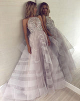 Charming A-Line Appliques Halter Sleeveless Floor-Length Formal Dresses-Dbrbridal