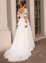 Chic A-line Elegant Sweetheart Long Sleeves Wedding Dresses for Plus Size-Dbrbridal