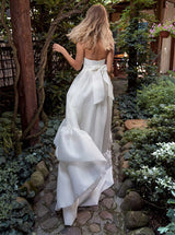 Chic A-line Sleeveless Satin Sweep Train Wedding Dress-Dbrbridal