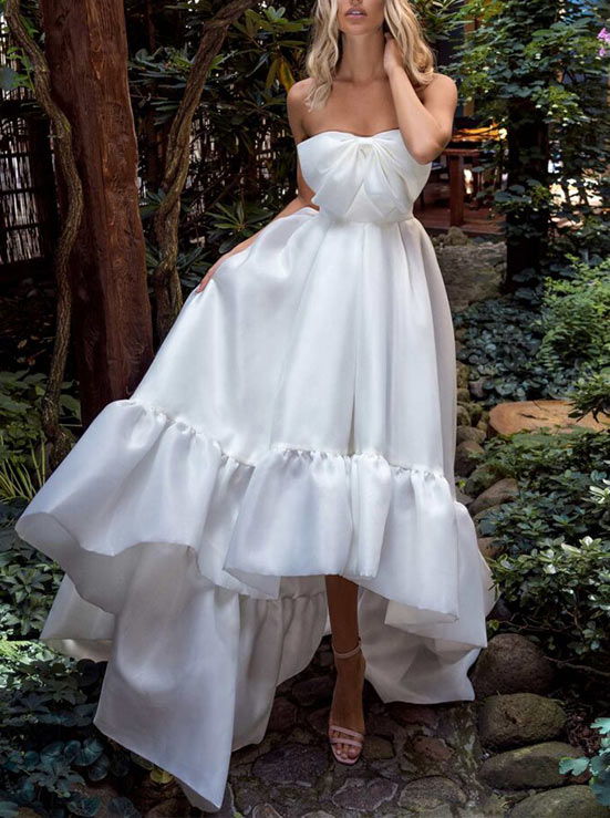 Chic A-line Sleeveless Satin Sweep Train Wedding Dress-Dbrbridal
