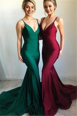 Chic Backless Mermaid Evening Dresses Simple Spaghetti-Strapss Prom Dresses-Dbrbridal