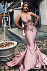 Chicable Spaghetti-Strapss Appliques Chic Mermaid Prom Dresses Trendy Crossed Shoulder strap Long Evening Dresses-Dbrbridal