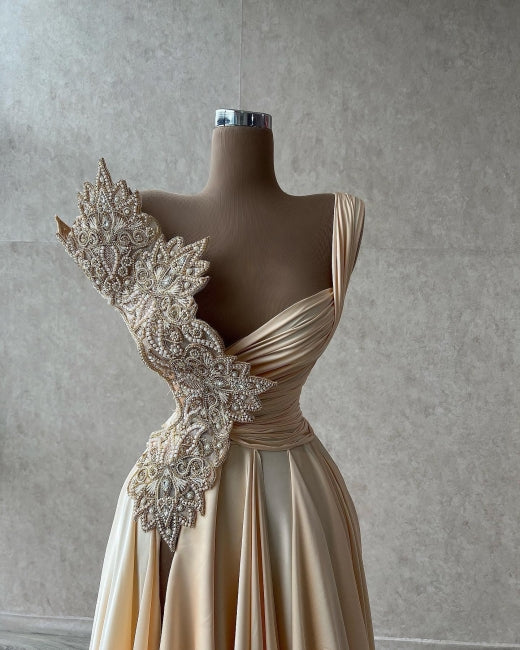 Classic Sleeveless A-line Prom Dresses Long With Side Split-Dbrbridal